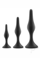 Luxe Beginner Silicone Butt Plug Kit 3 Sizes 3 Sizes - Black