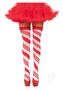 Spandex Sheer Candy Cane Striped Thigh Highs - O/s - Red/white